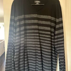 Alfani Men's Charcoal and Black Striped Long Sleeve Shirt